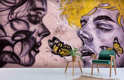 3D Abstract Character Butterfly Graffiti Wall Mural Wallpaper LQH 97- Jess Art Decoration