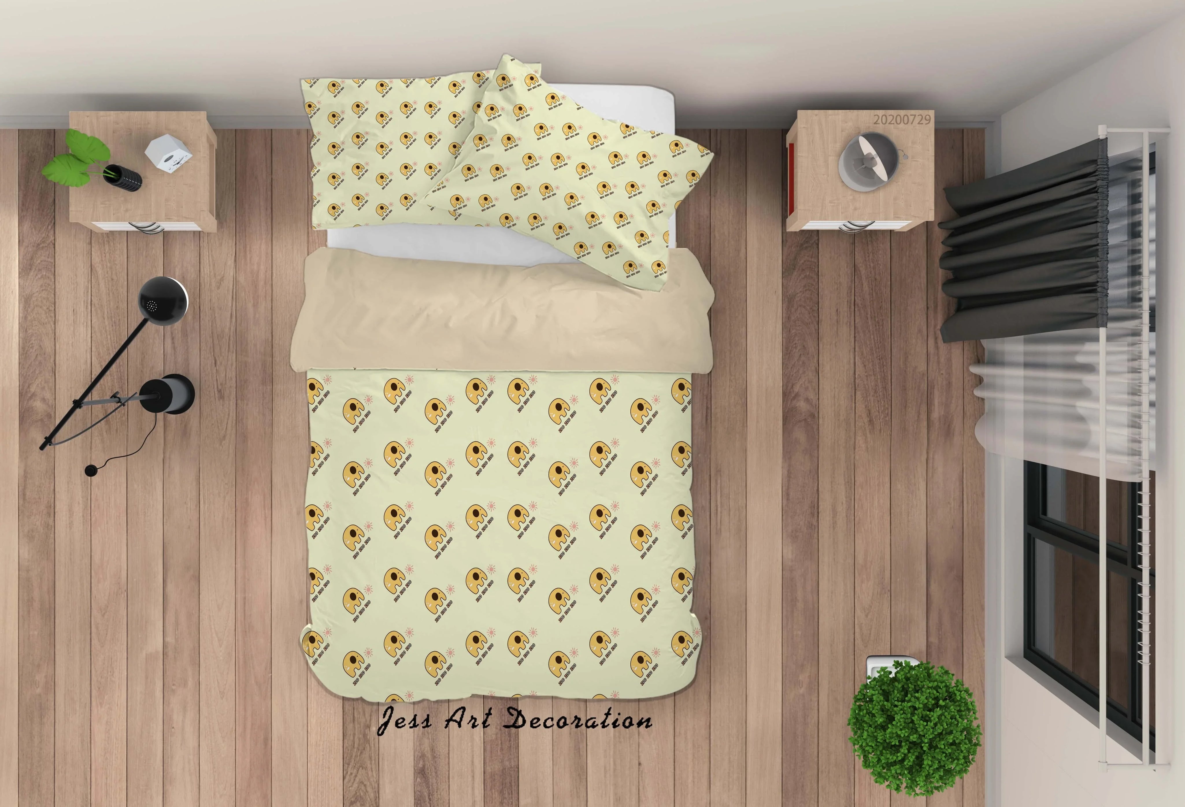 3D Cartoon Yellow Animal Quilt Cover Set Bedding Set Duvet Cover Pillowcases LXL 164- Jess Art Decoration