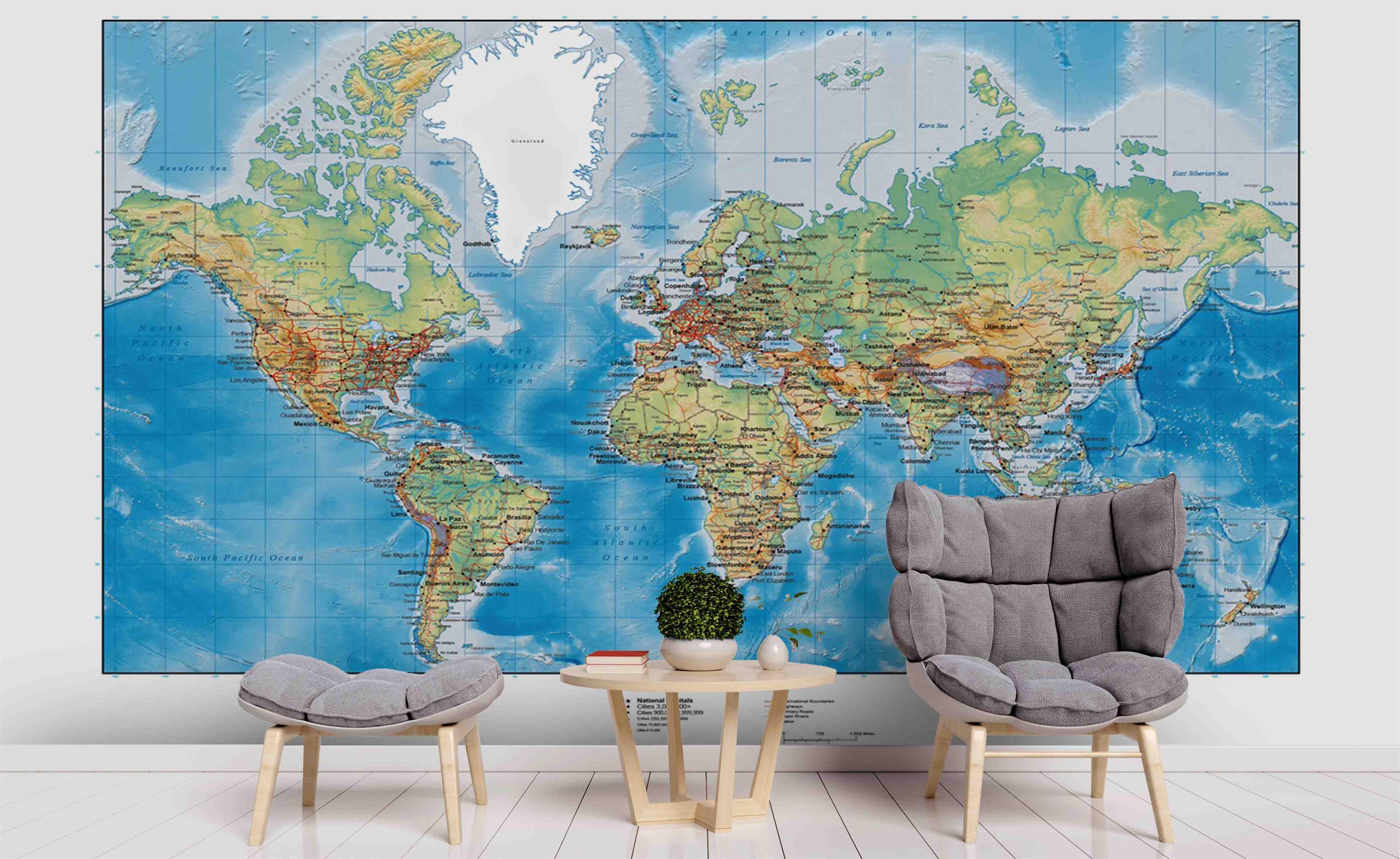 3D Blue World Map Wall Mural Wallpaper 55- Jess Art Decoration