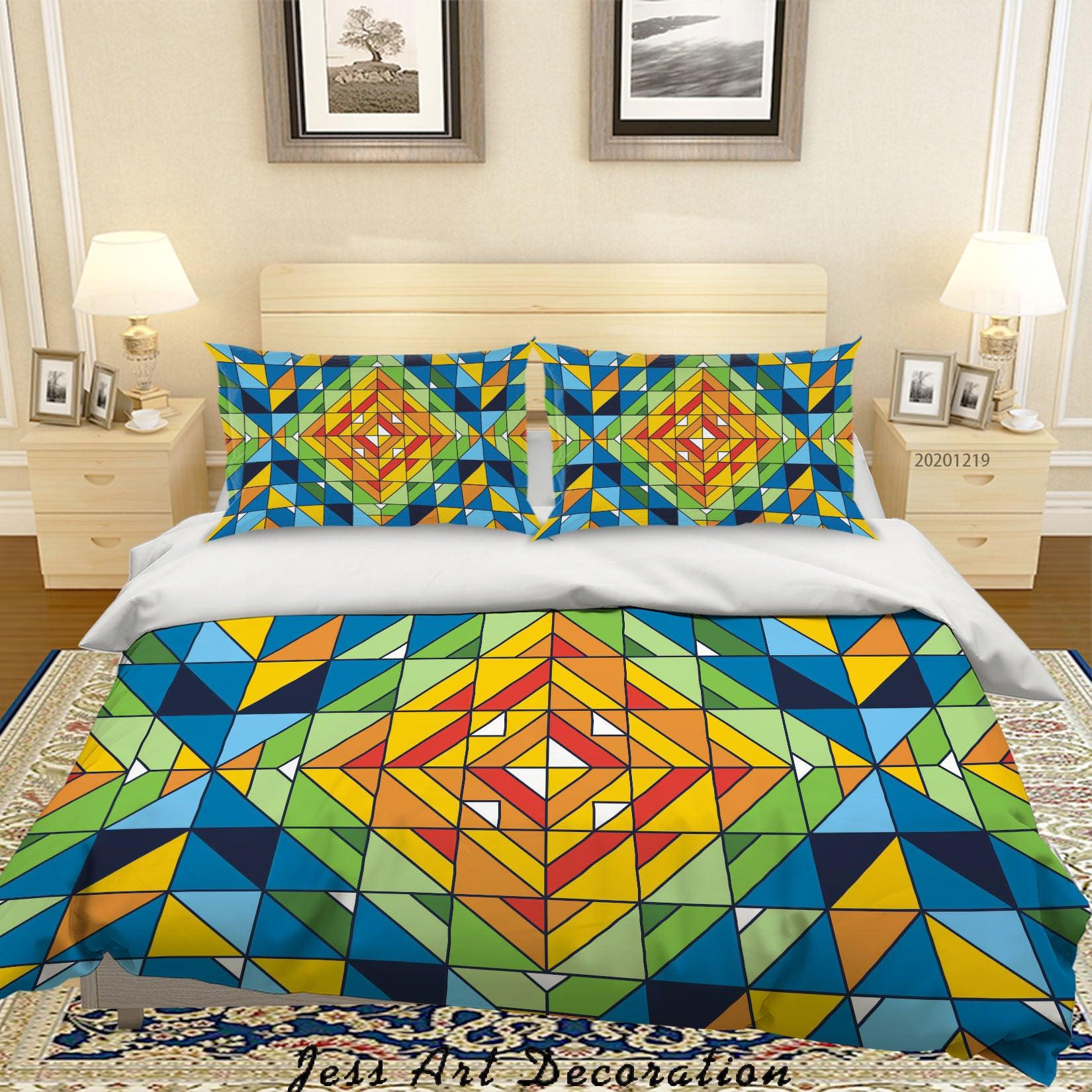 3D Abstract Geometric Pattern Quilt Cover Set Bedding Set Duvet Cover Pillowcases 28- Jess Art Decoration