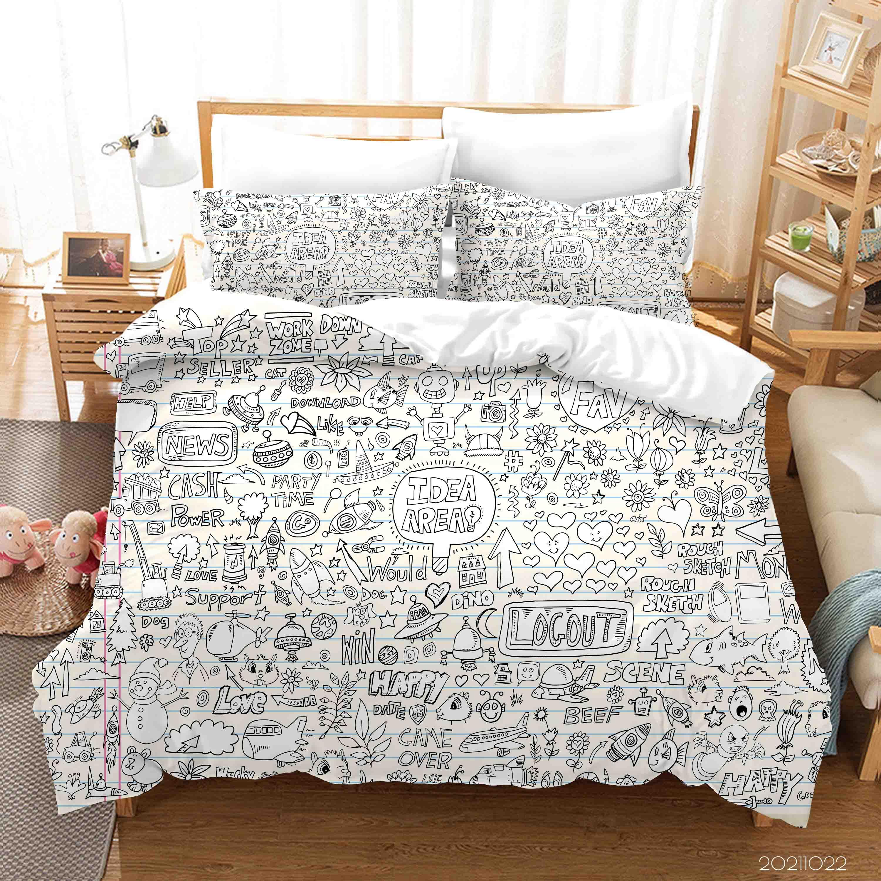 3D Abstract Art Graffiti Quilt Cover Set Bedding Set Duvet Cover Pillowcases 73- Jess Art Decoration