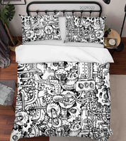 3D Abstract Gear Texture Graffiti Quilt Cover Set Bedding Set Duvet Cover Pillowcases 5- Jess Art Decoration