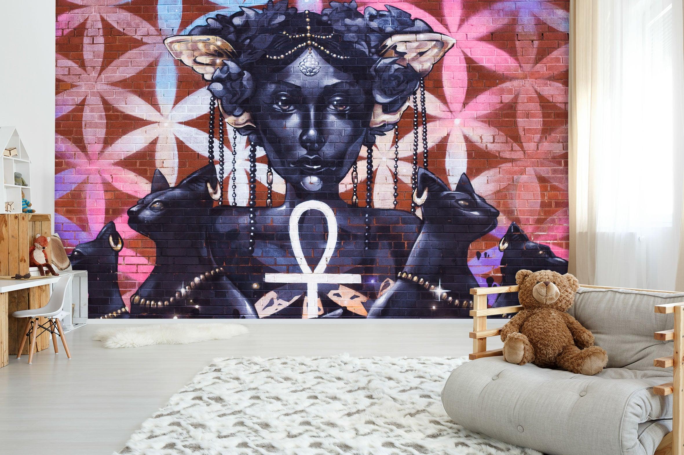 3D Black Catwoman Graffiti Wall Mural Wallpaper 158- Jess Art Decoration