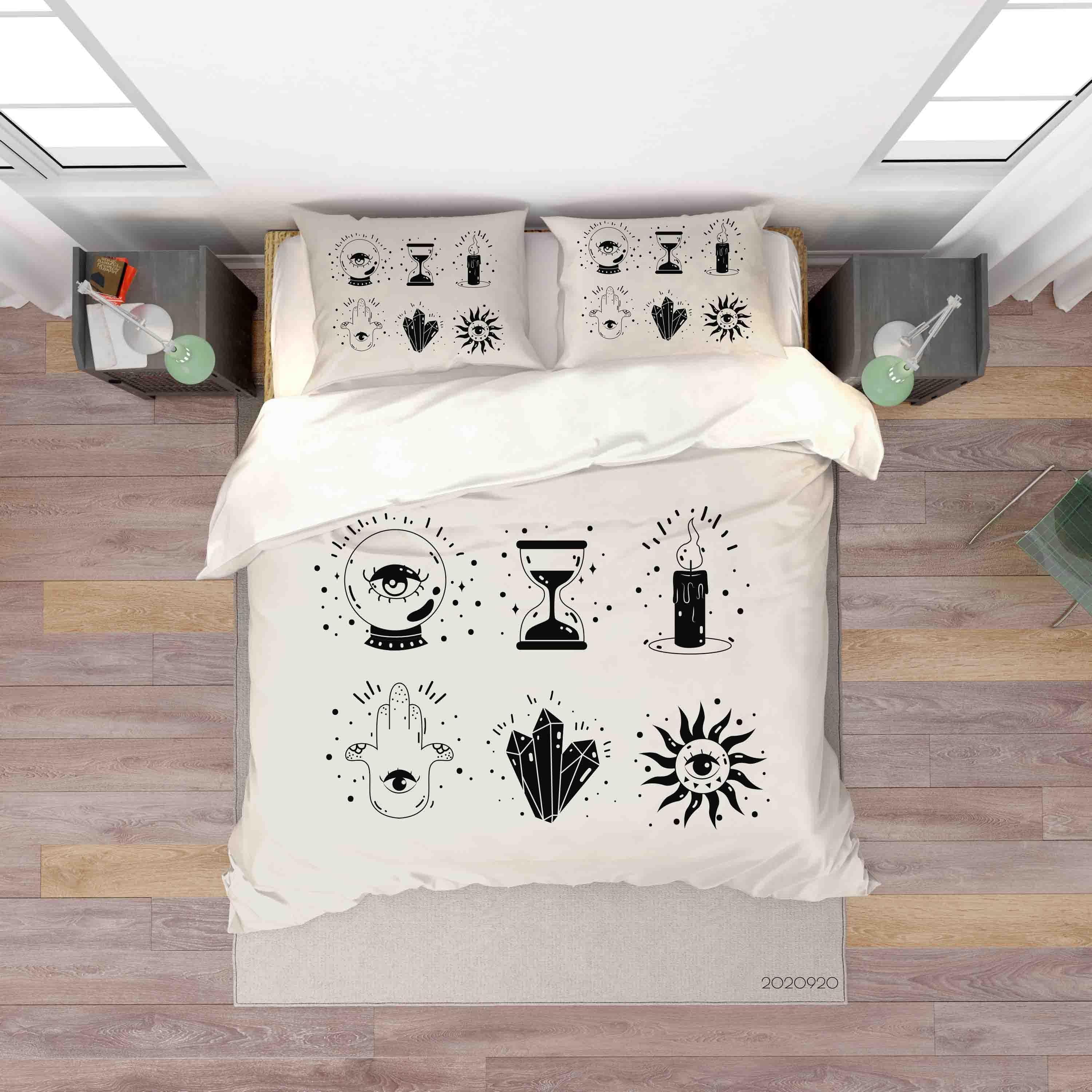 3D Hand Drawn Leaves Esoteric Element Collection Quilt Cover Set Bedding Set Duvet Cover Pillowcases WJ 9163- Jess Art Decoration