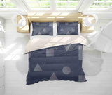 3D Blue Square Triangle Circle Quilt Cover Set Bedding Set Pillowcases 01- Jess Art Decoration