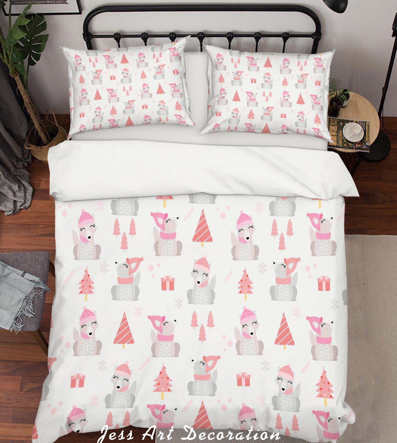 3D Cartoon Pink Pine Animal Quilt Cover Set Bedding Set Pillowcases 14- Jess Art Decoration