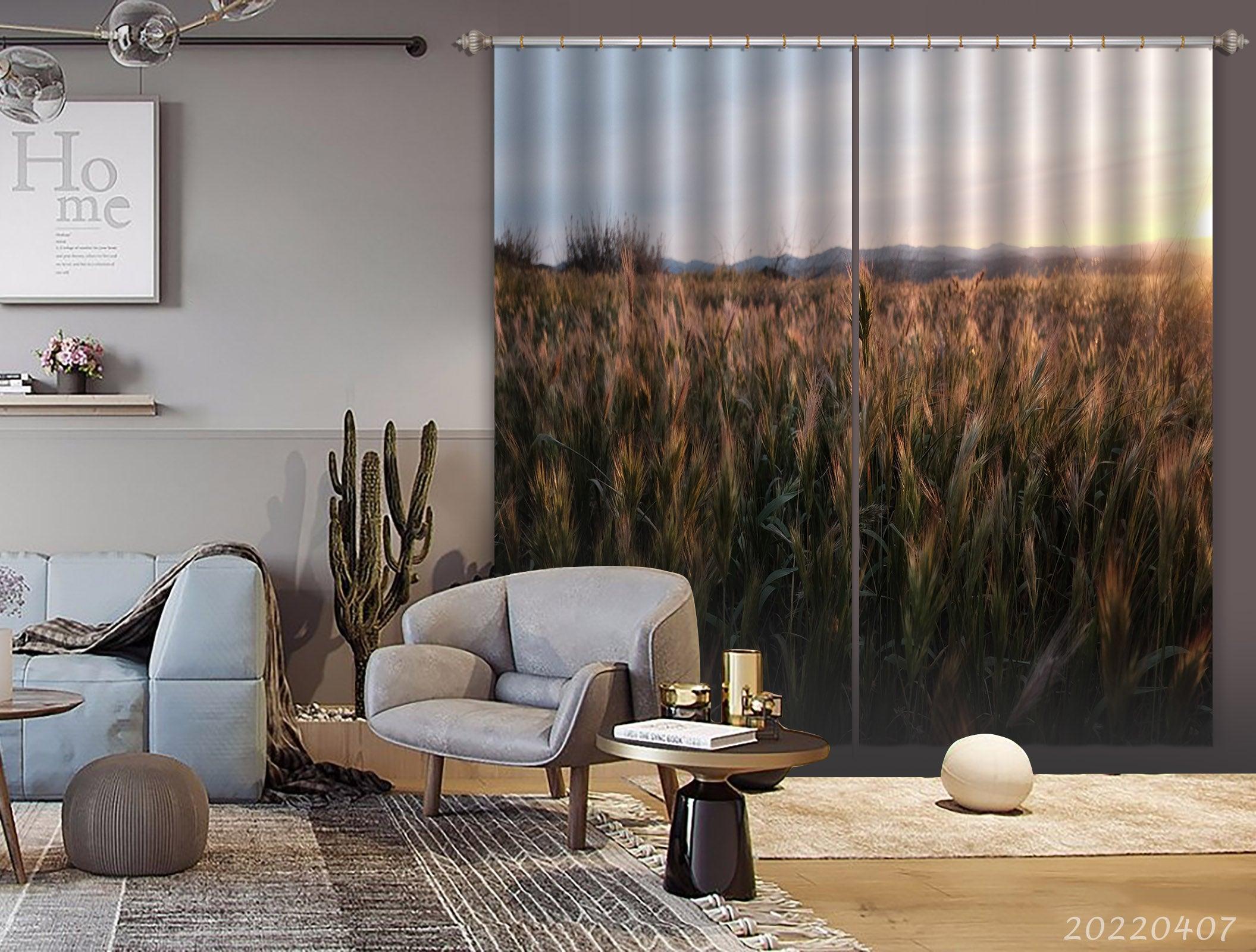 3D Landscape Nature Wheat Field Plant Sky Curtains and Drapes GD 3533- Jess Art Decoration