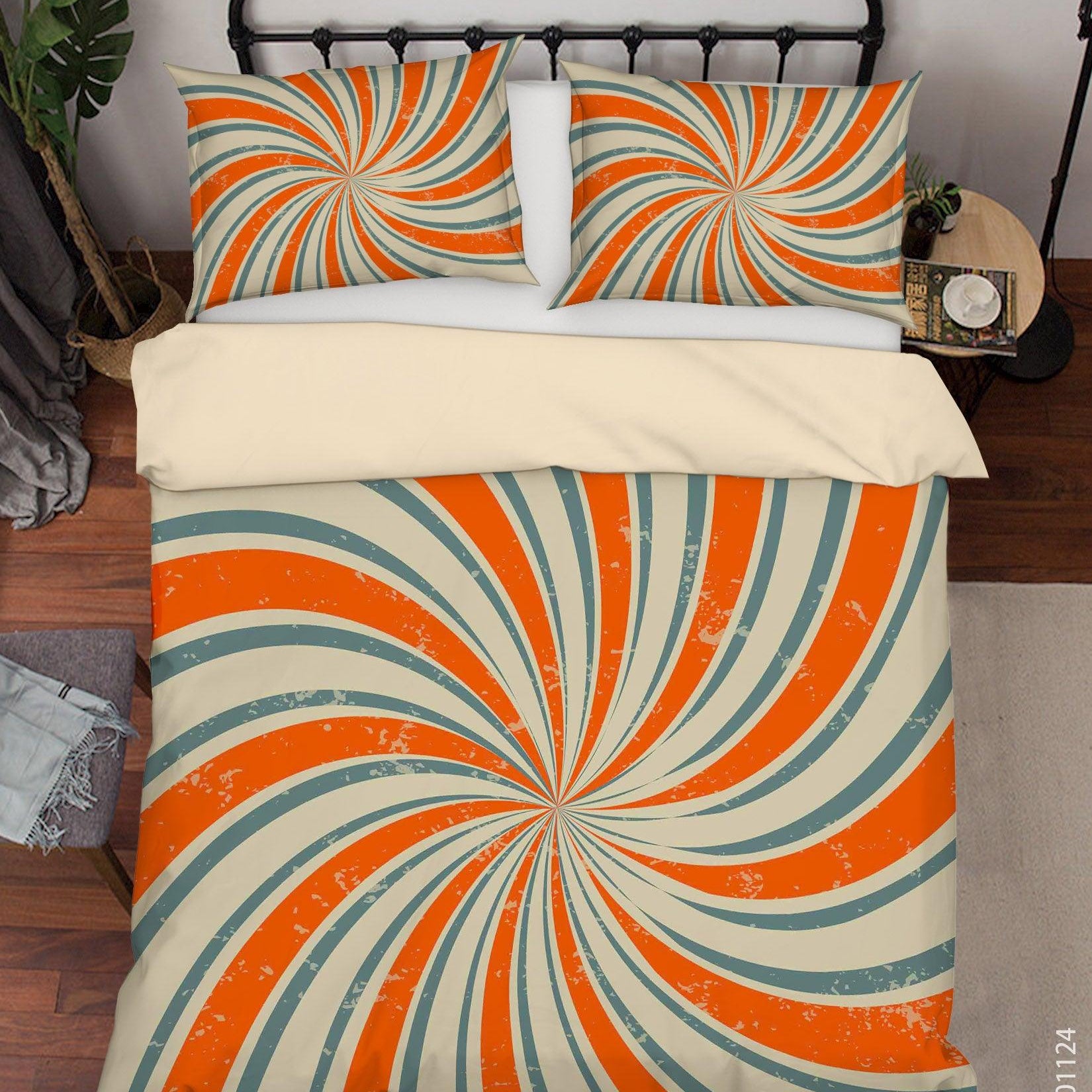 3D Abstract Grunge Retro Spiral Background Quilt Cover Set Bedding Set Duvet Cover Pillowcases LXL- Jess Art Decoration