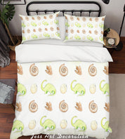 3D Cartoon Dinosaur Snail Quilt Cover Set Bedding Set Pillowcases 129- Jess Art Decoration