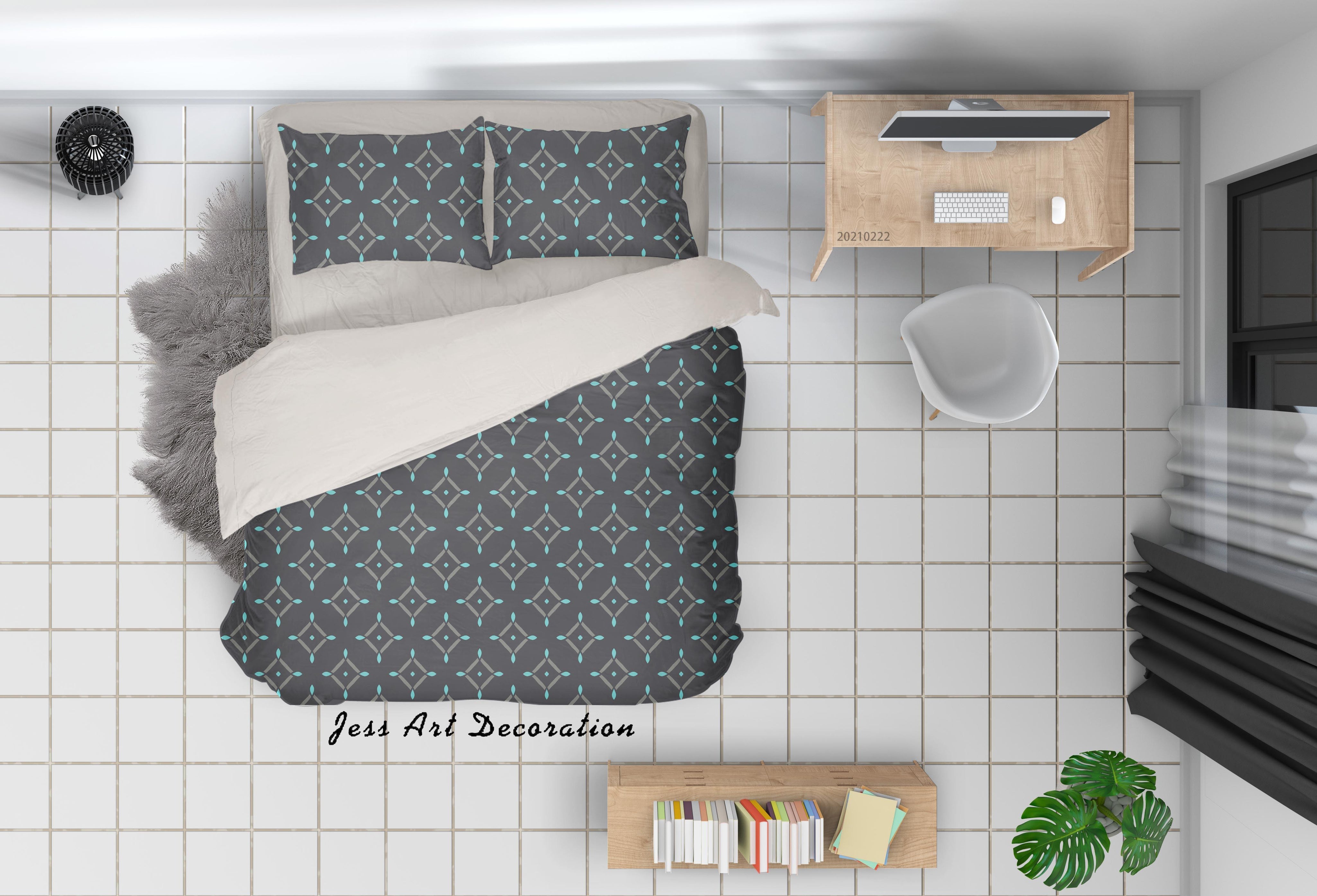 3D Abstract Geometric Decoration Quilt Cover Set Bedding Set Duvet Cover Pillowcases 203- Jess Art Decoration