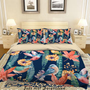 3D Tropical Plant Floral Bird Quilt Cover Set Bedding Set Duvet Cover Pillowcases 10 LQH- Jess Art Decoration