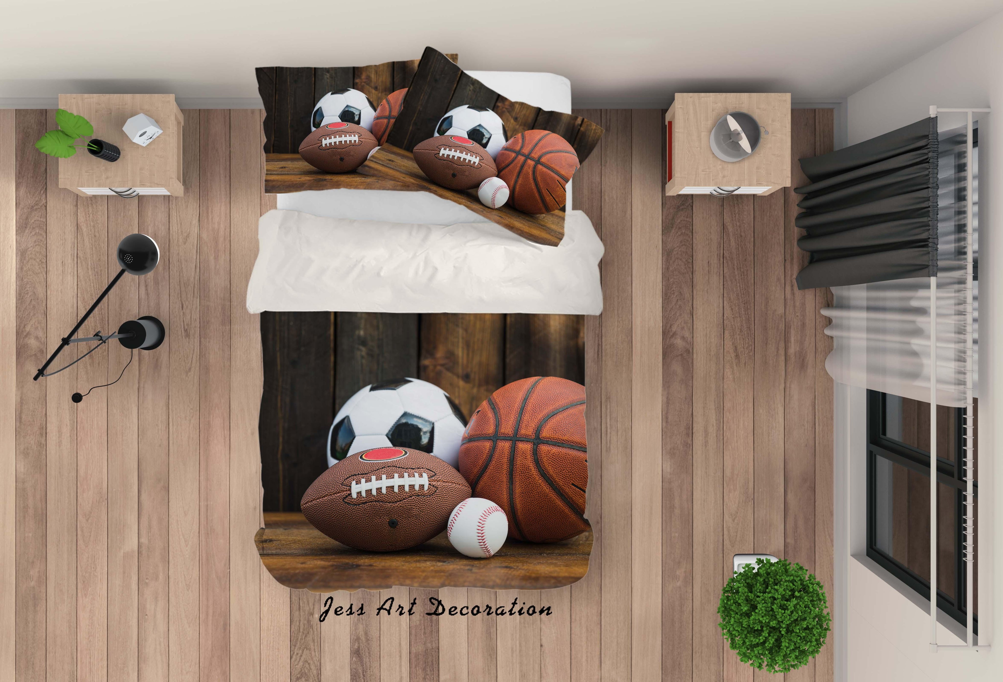 3D Basketball Football Baseball Rugby Quilt Cover Set Bedding Set Pillowcases 79- Jess Art Decoration