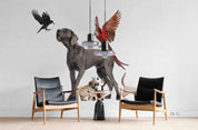 3D Dog Colorful Parrot Animal Wall Mural Wallpaper LXL 11- Jess Art Decoration