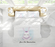 3D White Rabbit Quilt Cover Set Bedding Set Duvet Cover Pillowcases SF33- Jess Art Decoration
