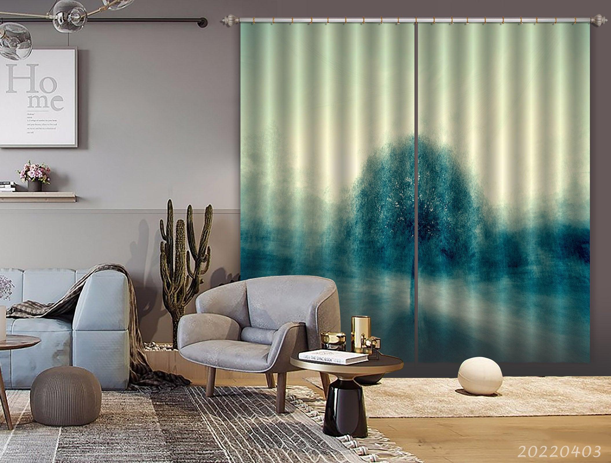 3D Abstract Blue Texture Pattern Curtains and Drapes GD 3304- Jess Art Decoration