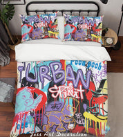 3D Graffiti Abstract Colorful Figure Quilt Cover Set Bedding Set Duvet Cover Pillowcases LXL- Jess Art Decoration