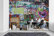 3D Abstract Art Graffiti Heart Letter Wall Mural Wallpaper GD 4074- Jess Art Decoration