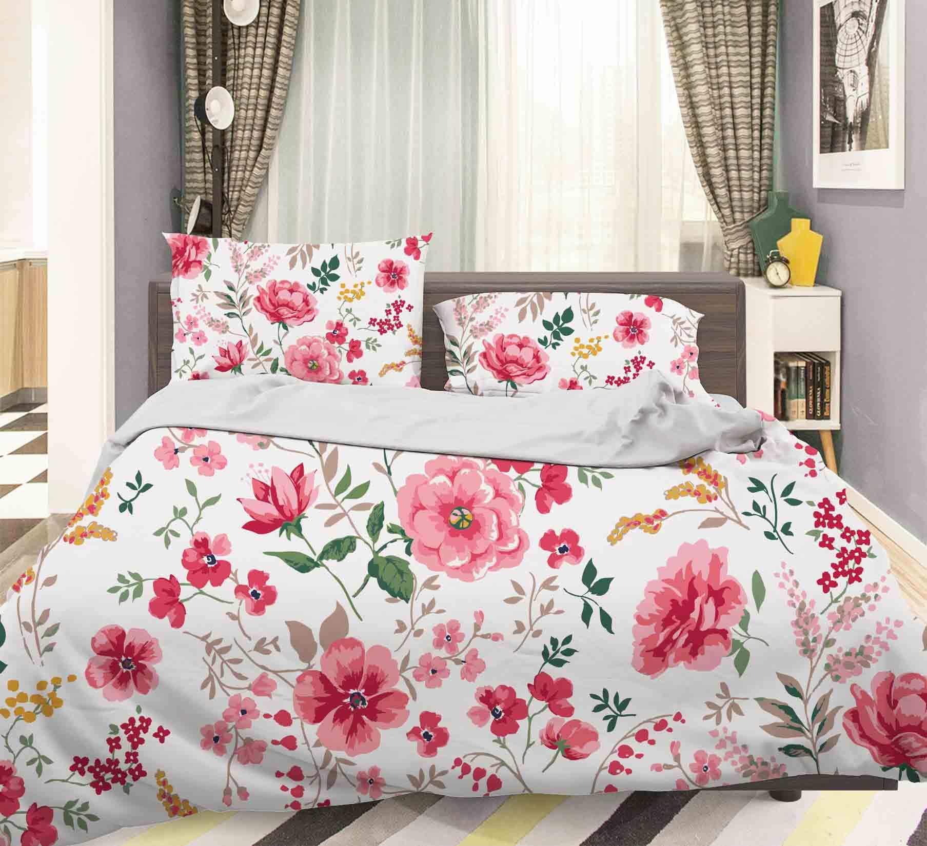 3D Pink Flowers Quilt Cover Set Bedding Set Pillowcases 78- Jess Art Decoration