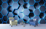 3D Bright Embossed Geometry Figure Hexagon Wall Mural Wallpaper ZY D56- Jess Art Decoration