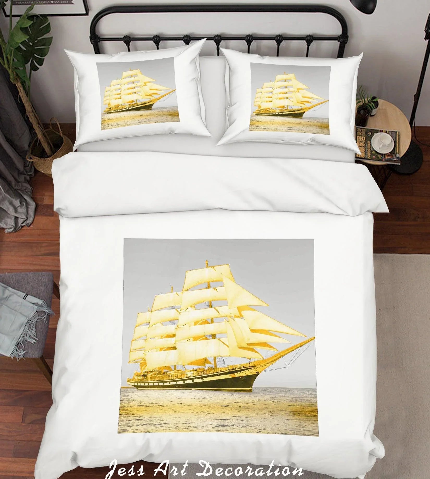 3D Sailboat Quilt Cover Set Bedding Set Pillowcases 114- Jess Art Decoration