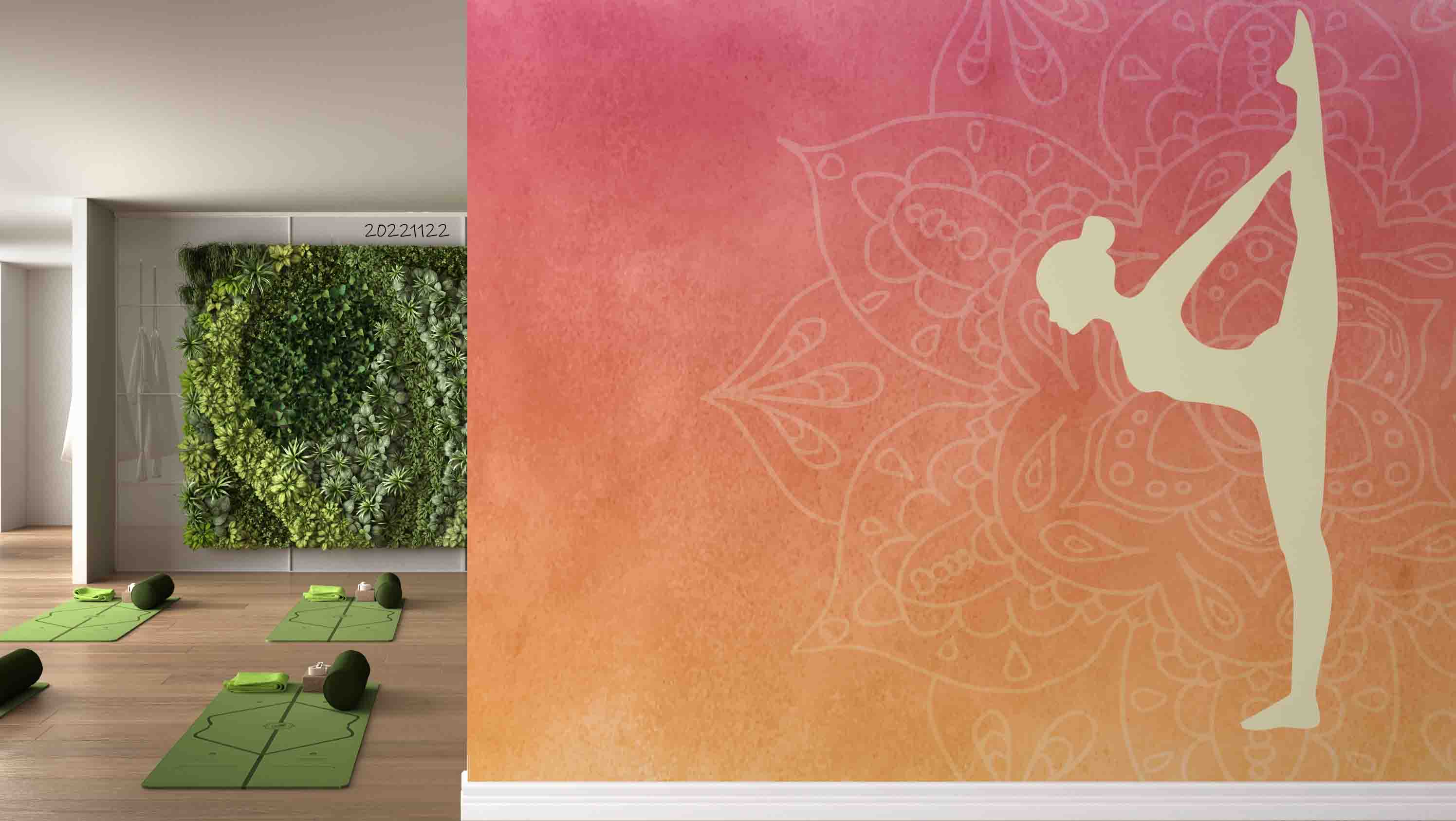 3D Women Silhouette Watercolor Yoga Wall Mural Wallpaper GD 2495- Jess Art Decoration