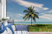 3D Sky Meadow Coconut Tree Landscape Wall Mural Wallpaper LQH 391- Jess Art Decoration