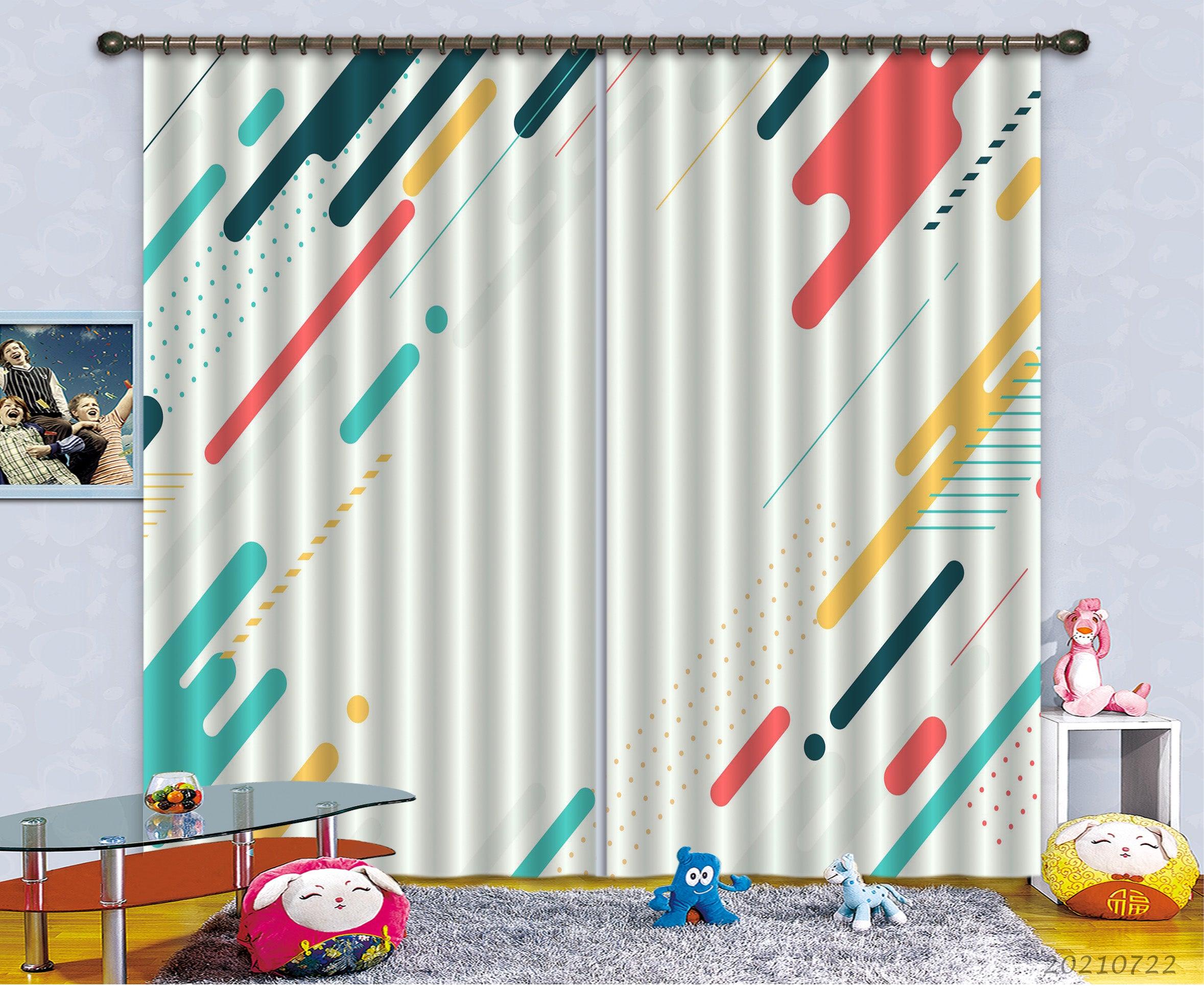 3D Abstract Color Geometry Curtains and Drapes LQH 71- Jess Art Decoration