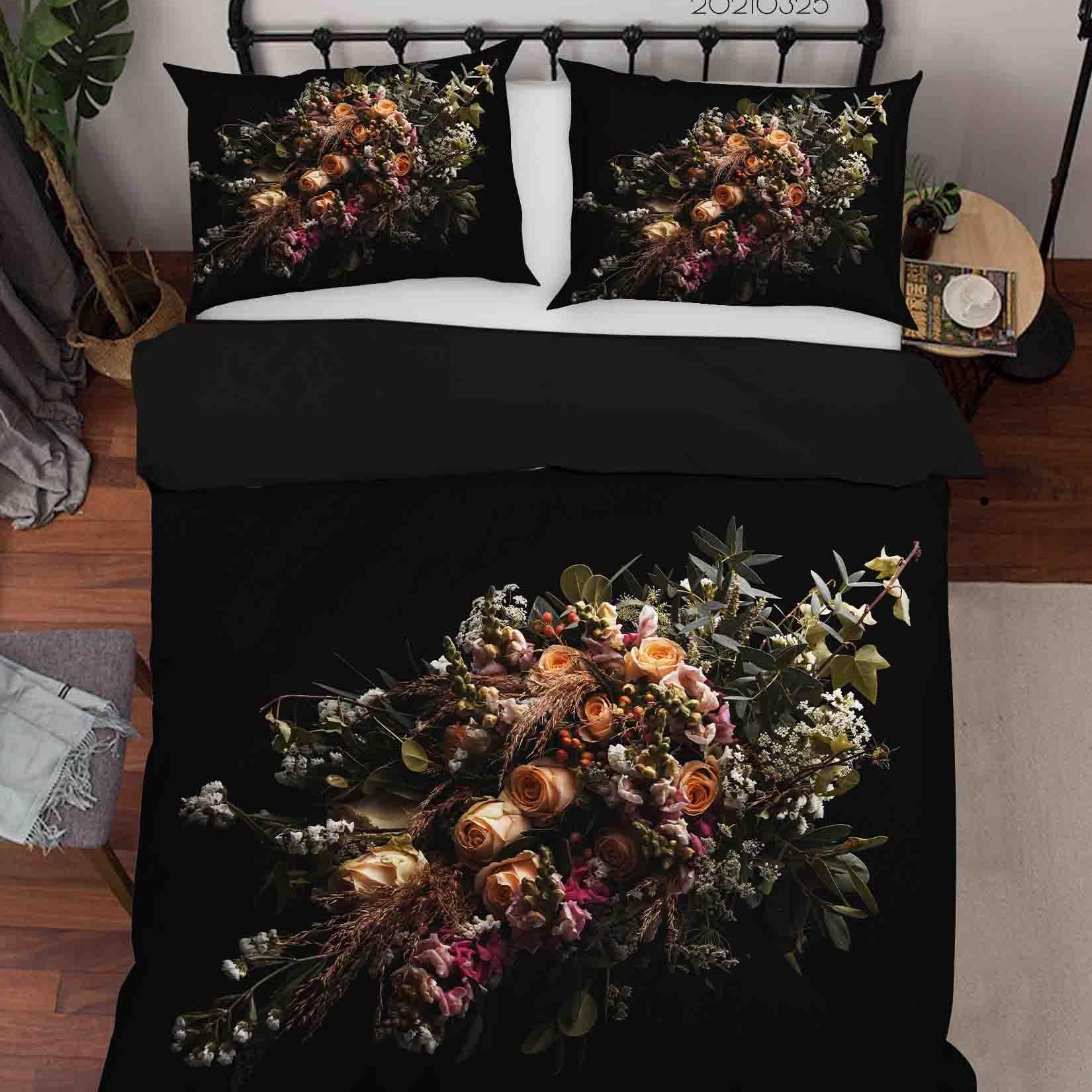 3D Rose Bouquet Quilt Cover Set Bedding Set Duvet Cover Pillowcases 257- Jess Art Decoration
