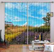 3D Countryside Weed Flower Tree Scenery Curtains and Drapes GD 1994- Jess Art Decoration