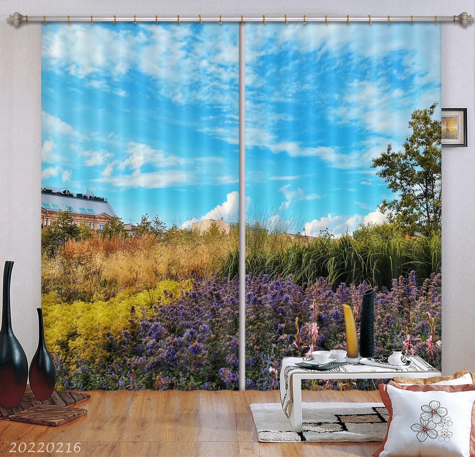 3D Countryside Weed Flower Tree Scenery Curtains and Drapes GD 1994- Jess Art Decoration