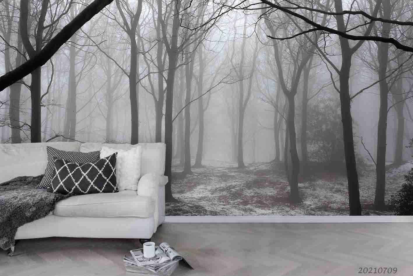 3D Woods Foggy Wall Mural Wallpaper SWW3838- Jess Art Decoration