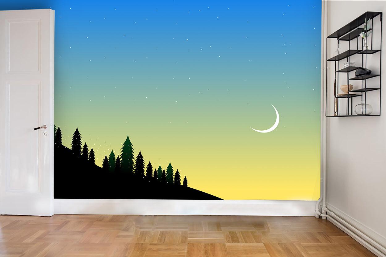 3D Starry Sky Moon Forest Wall Mural Wallpaper 26- Jess Art Decoration