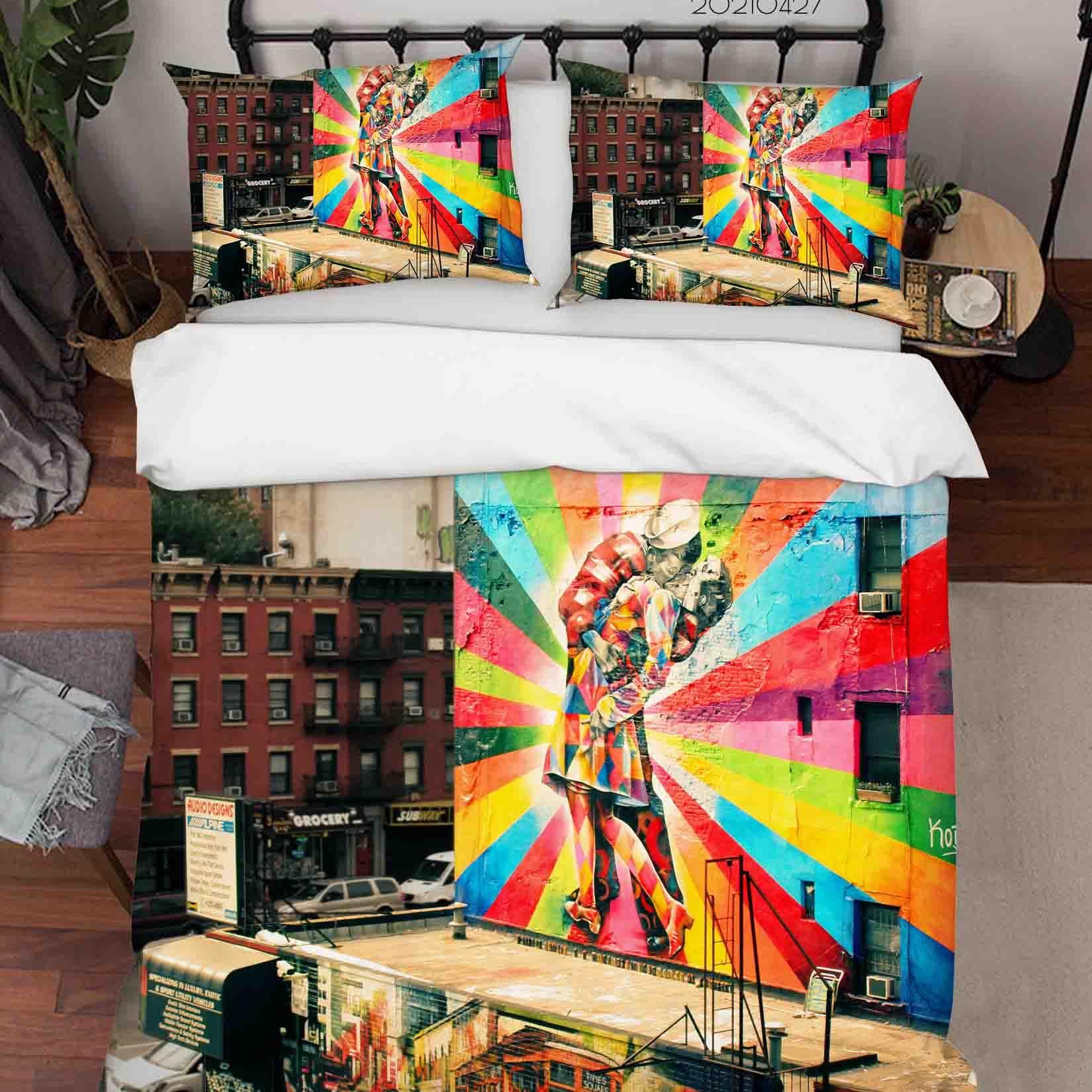 3D Abstract Color Art Works Graffiti Quilt Cover Set Bedding Set Duvet Cover Pillowcases 118- Jess Art Decoration