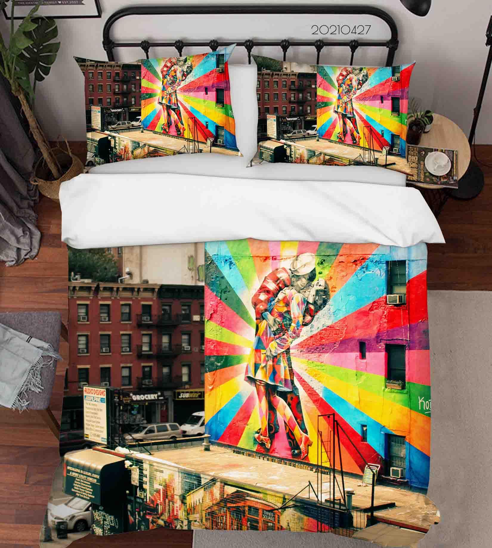 3D Abstract Color Art Works Graffiti Quilt Cover Set Bedding Set Duvet Cover Pillowcases 118- Jess Art Decoration