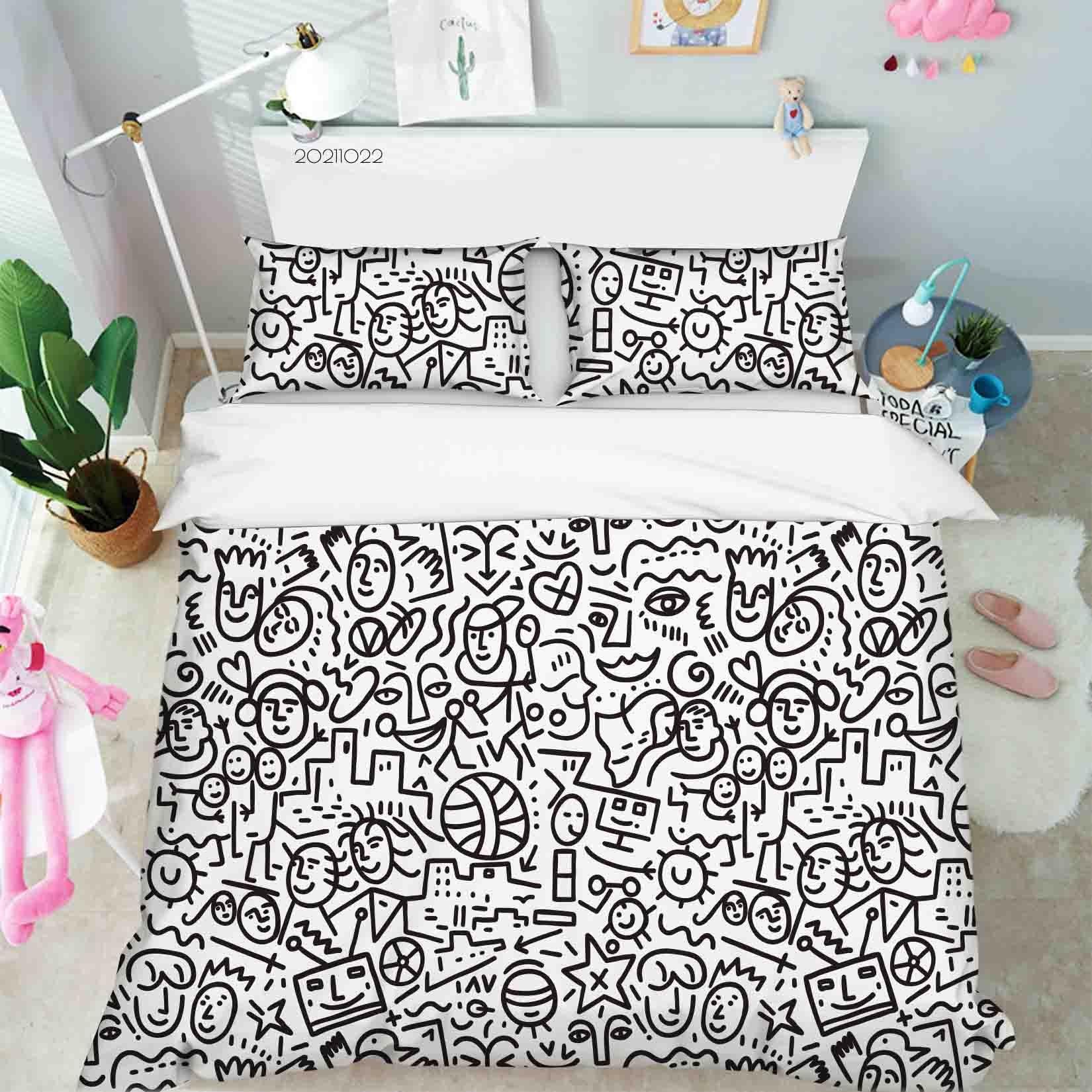3D Abstract Comic Art Graffiti Quilt Cover Set Bedding Set Duvet Cover Pillowcases 8- Jess Art Decoration