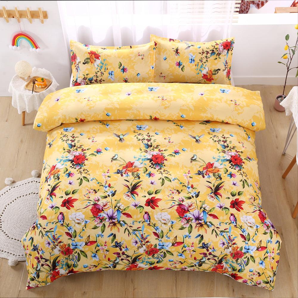 3D Hand Drawn Yellow Floral Quilt Cover Set Bedding Set Duvet Cover Pillowcases 517- Jess Art Decoration
