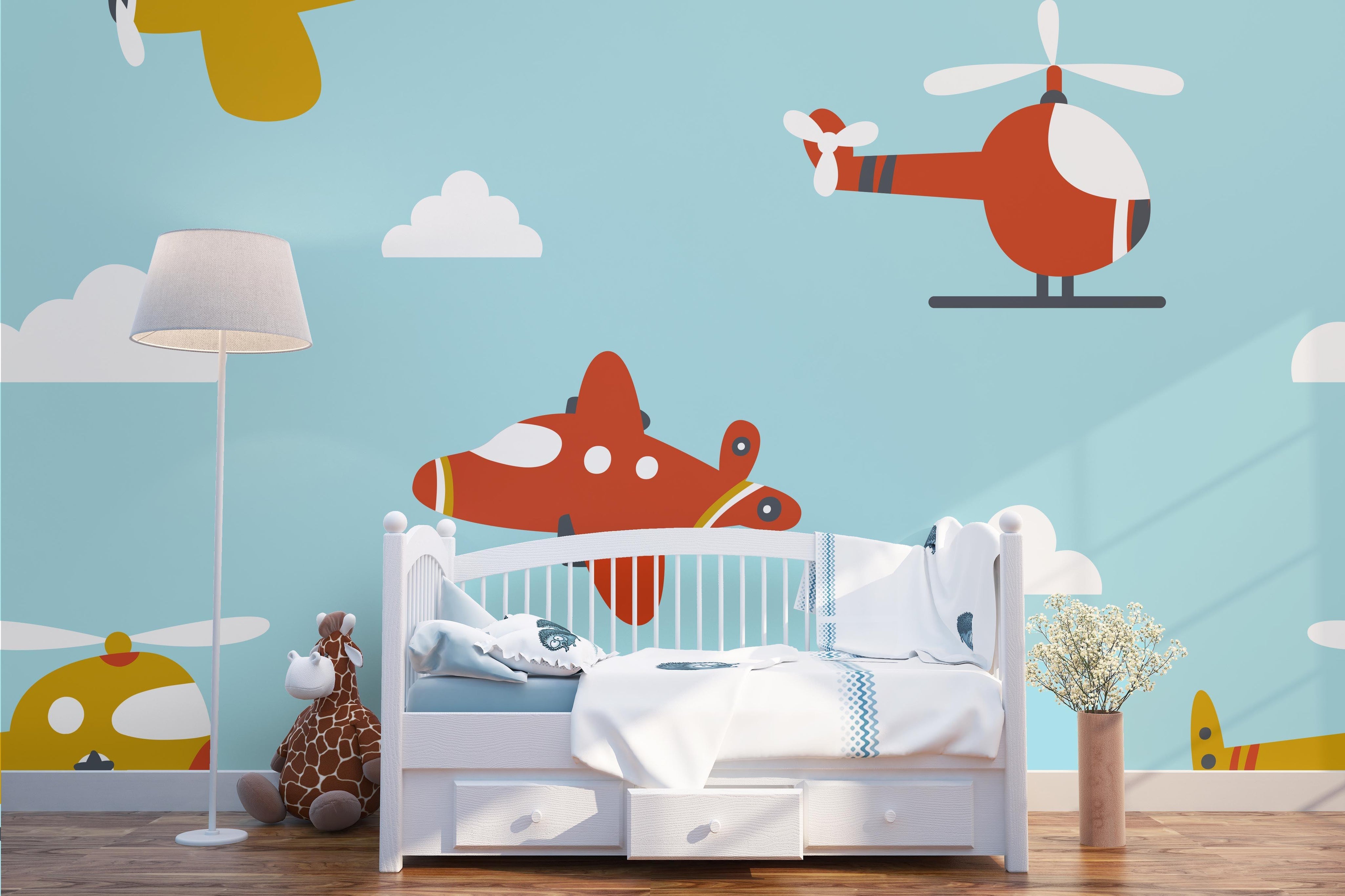 3D Cartoon Plane Sky Wall Mural Wallpaper 93- Jess Art Decoration