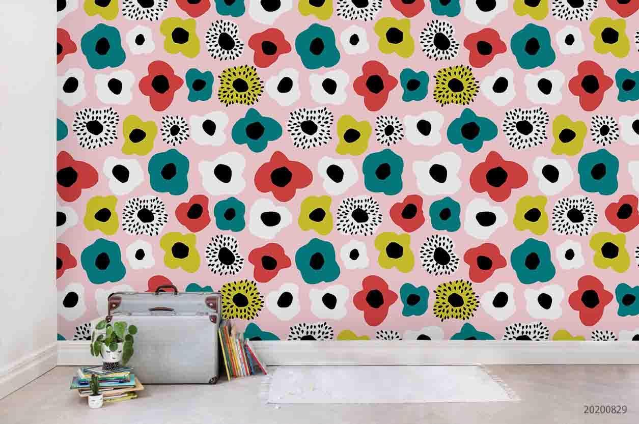 3D Cartoon Colorful Floral Wall Mural Wallpaper LXL 1533- Jess Art Decoration