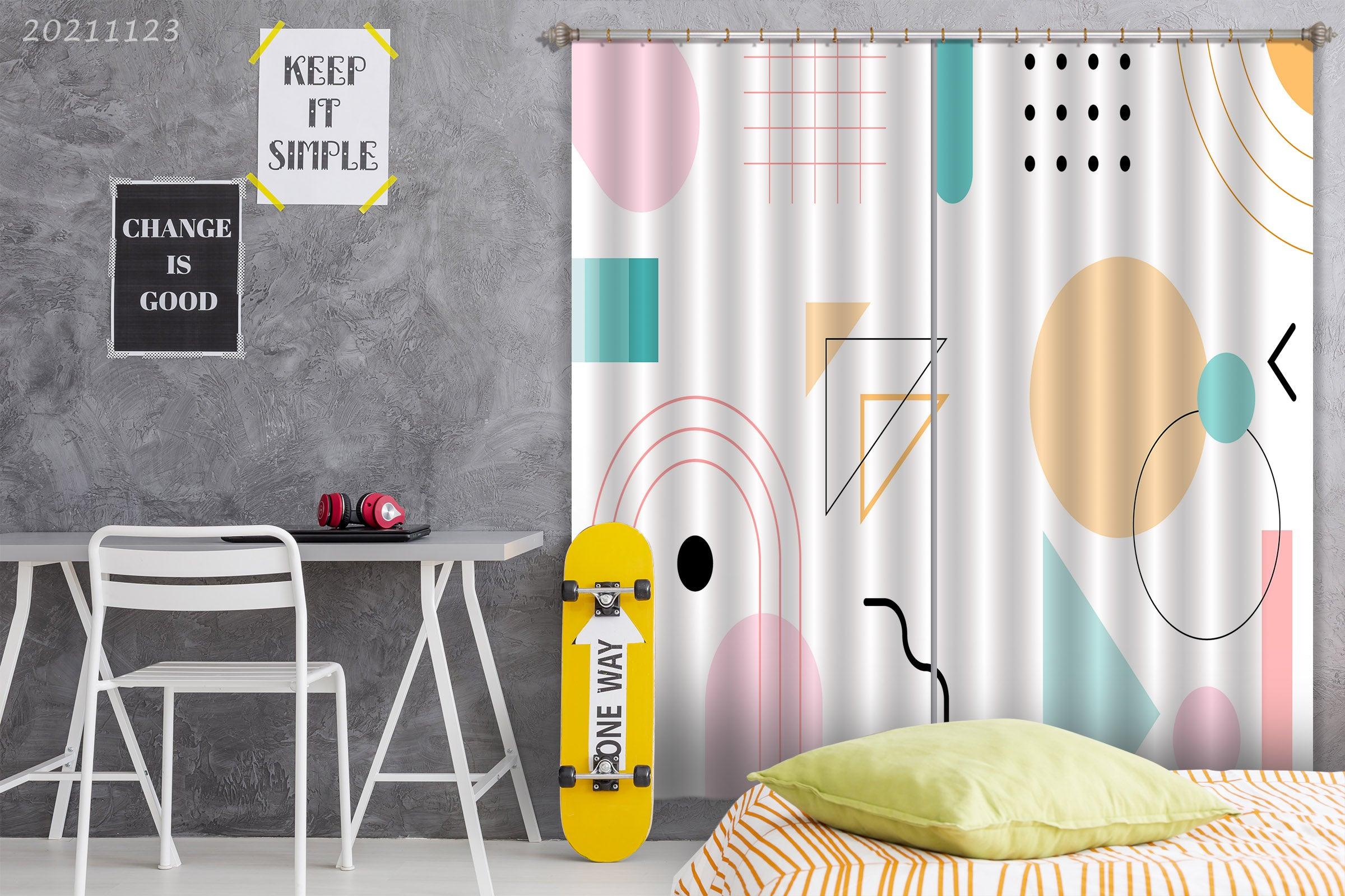 3D Abstract Color Geometry Curtains and Drapes LQH 19- Jess Art Decoration