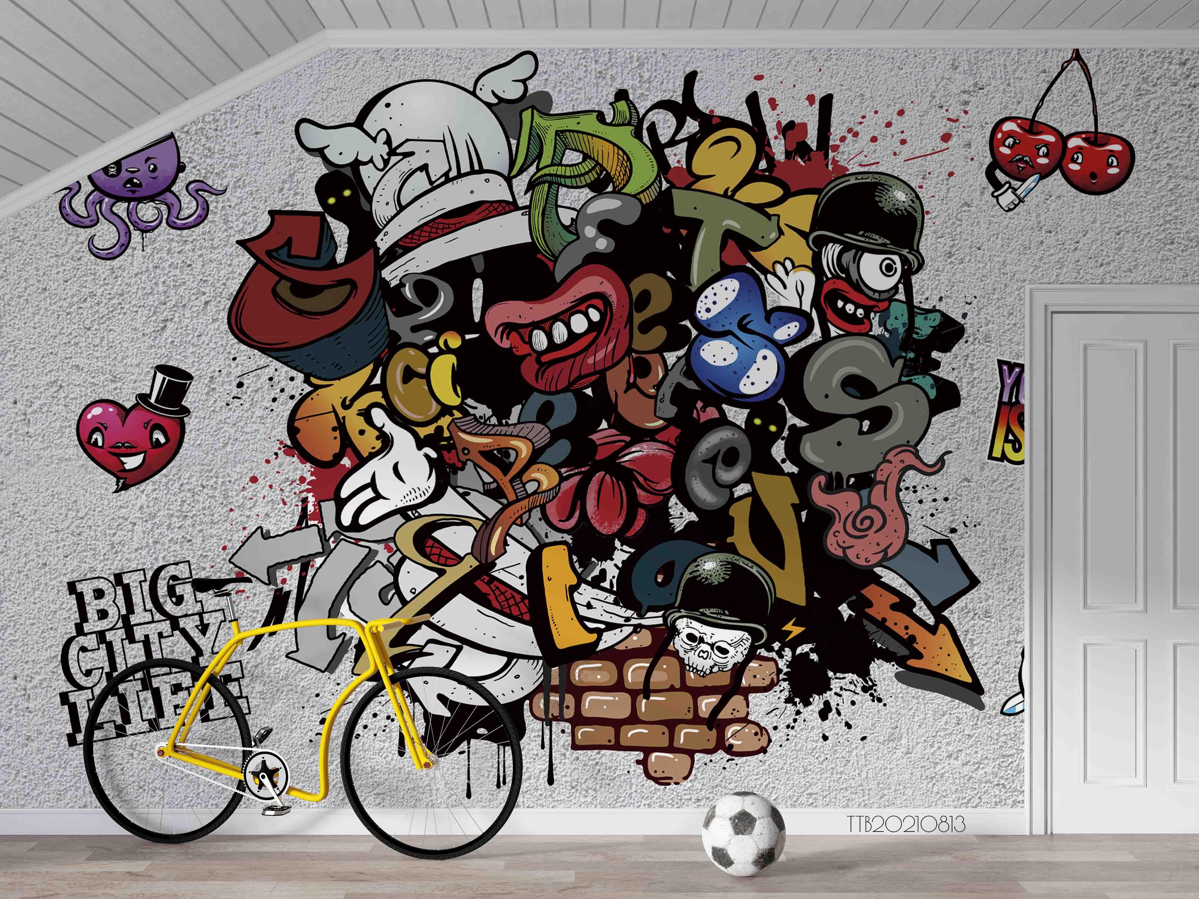 3D Graffiti  Abstract Cartoon Wall Mural WallpaperSWW5124- Jess Art Decoration