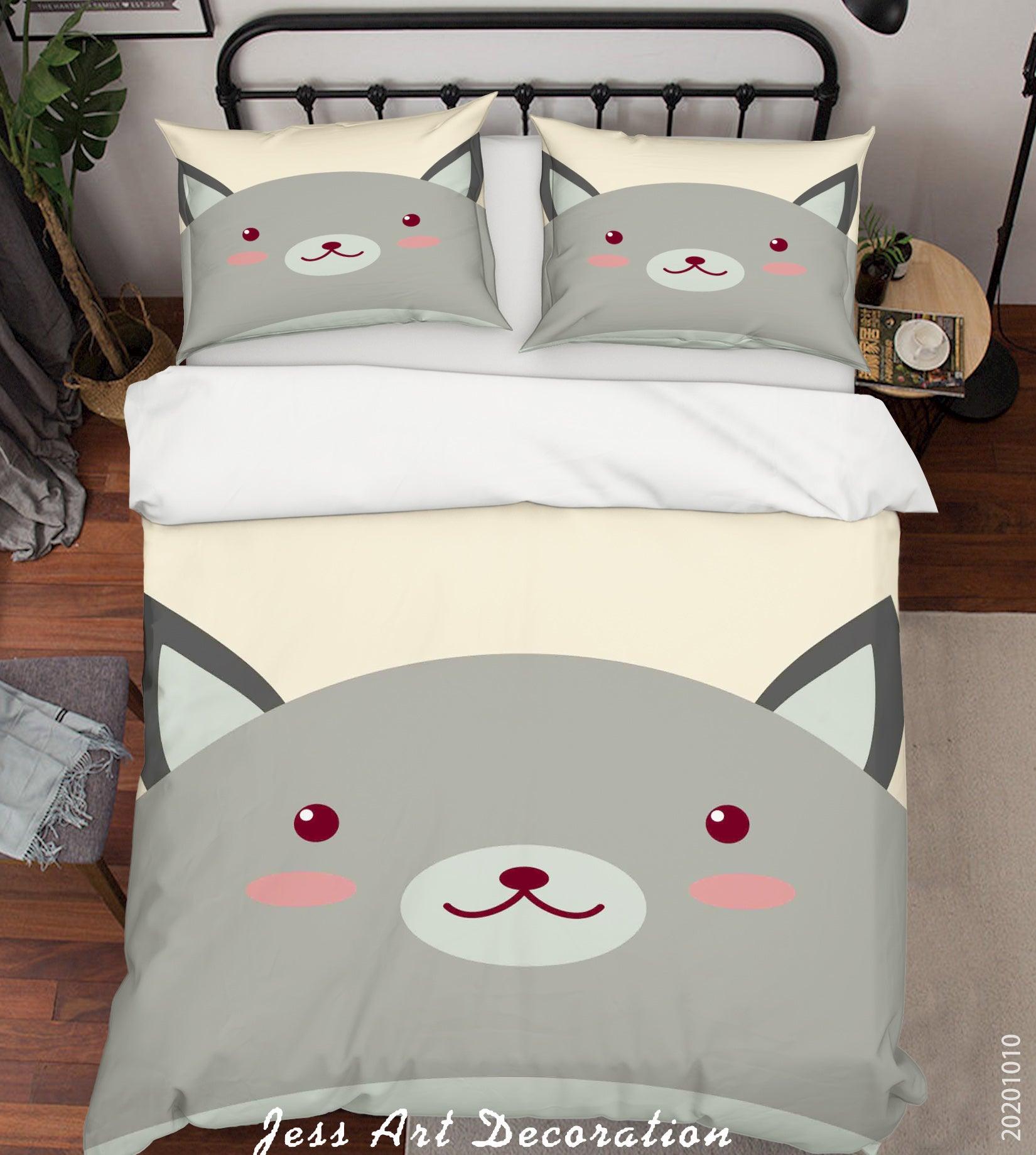 3D Cartoon Cute Animal Dog Quilt Cover Set Bedding Set Duvet Cover Pillowcases WJ 9550- Jess Art Decoration