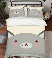 3D Cartoon Cute Animal Dog Quilt Cover Set Bedding Set Duvet Cover Pillowcases WJ 9550- Jess Art Decoration