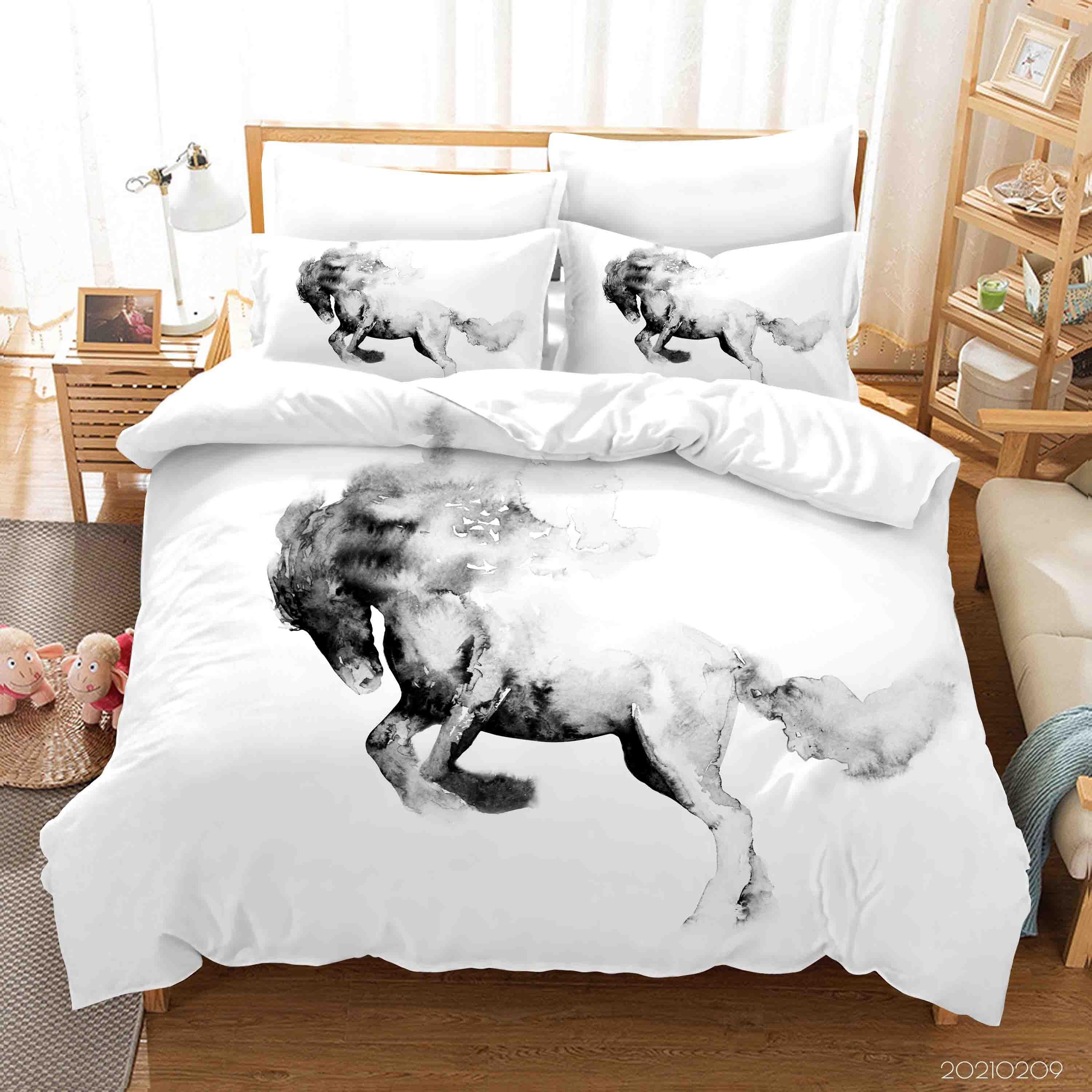 3D Watercolor Horse Quilt Cover Set Bedding Set Duvet Cover Pillowcases 287- Jess Art Decoration