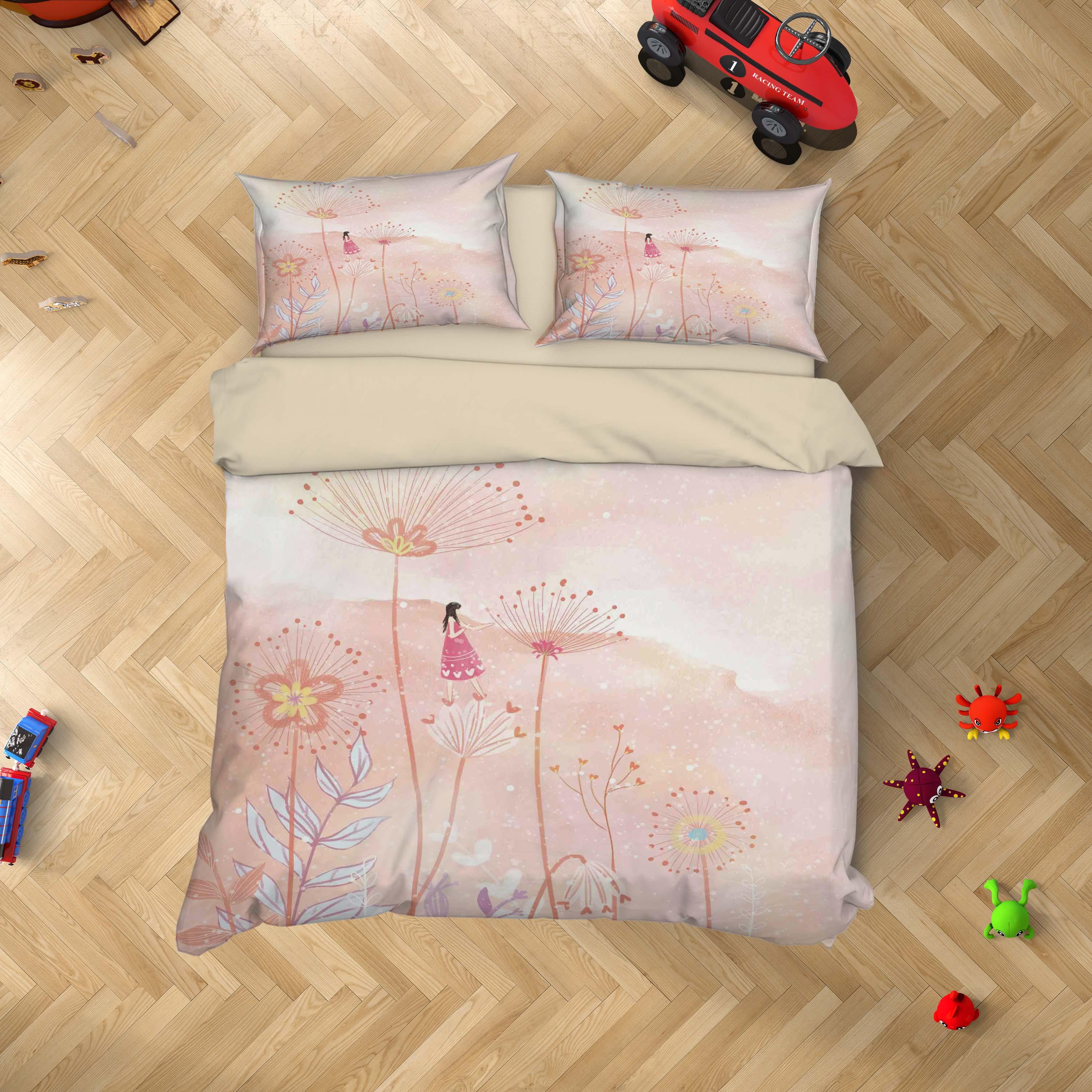 3D Dandelion Girl Pink Painting Quilt Cover Set Bedding Set Duvet Cover Pillowcases A516 LQH- Jess Art Decoration