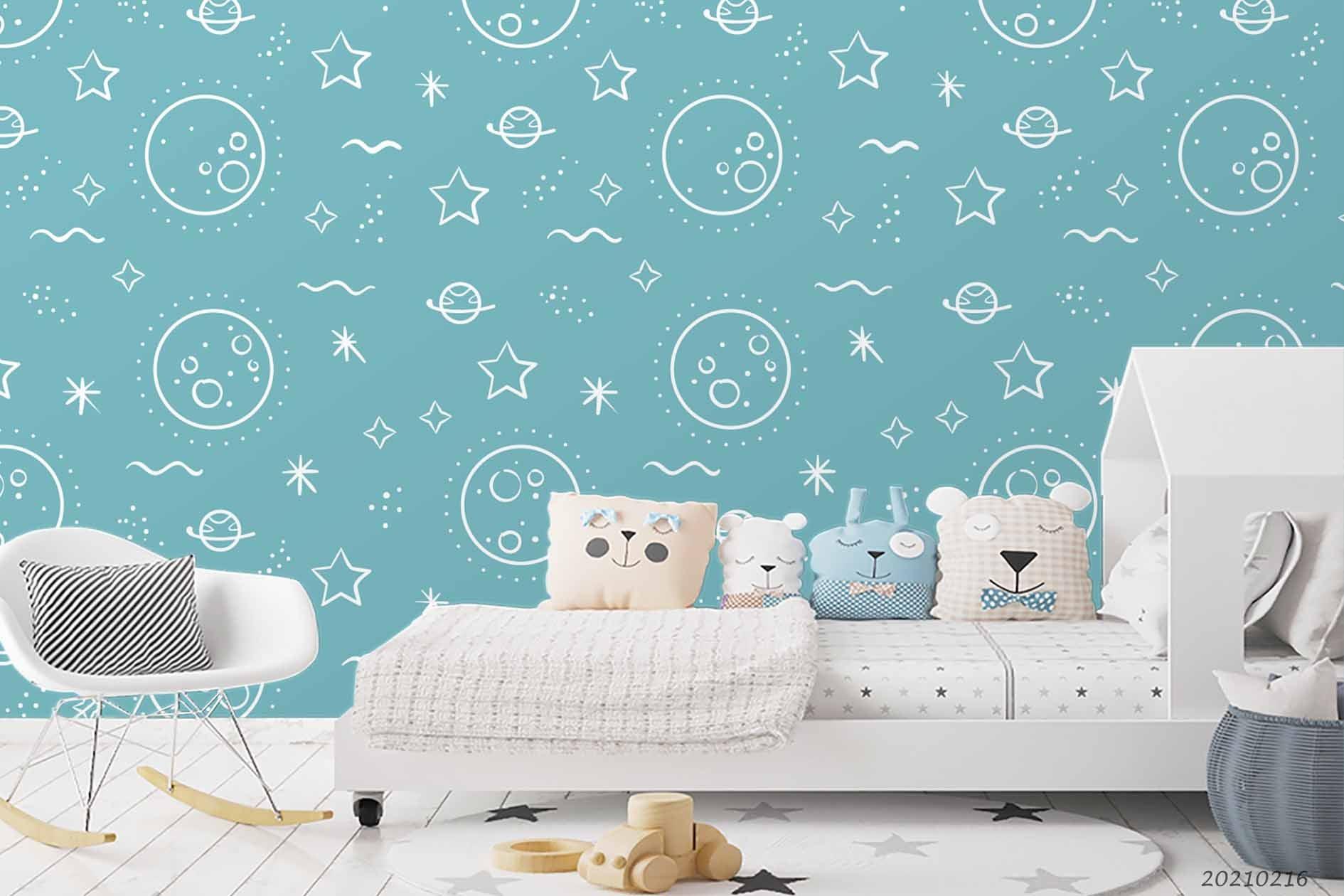 3D Hand Drawn Space Planet Stars Wall Mural Wallpaper LQH 416- Jess Art Decoration