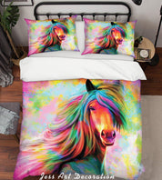 3D Colorful Horse Quilt Cover Set Bedding Set Duvet Cover Pillowcases SF124- Jess Art Decoration