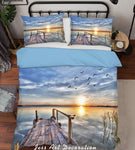 3D Seaside Sunset Wooden Trestle Quilt Cover Set Bedding Set Pillowcases  27- Jess Art Decoration