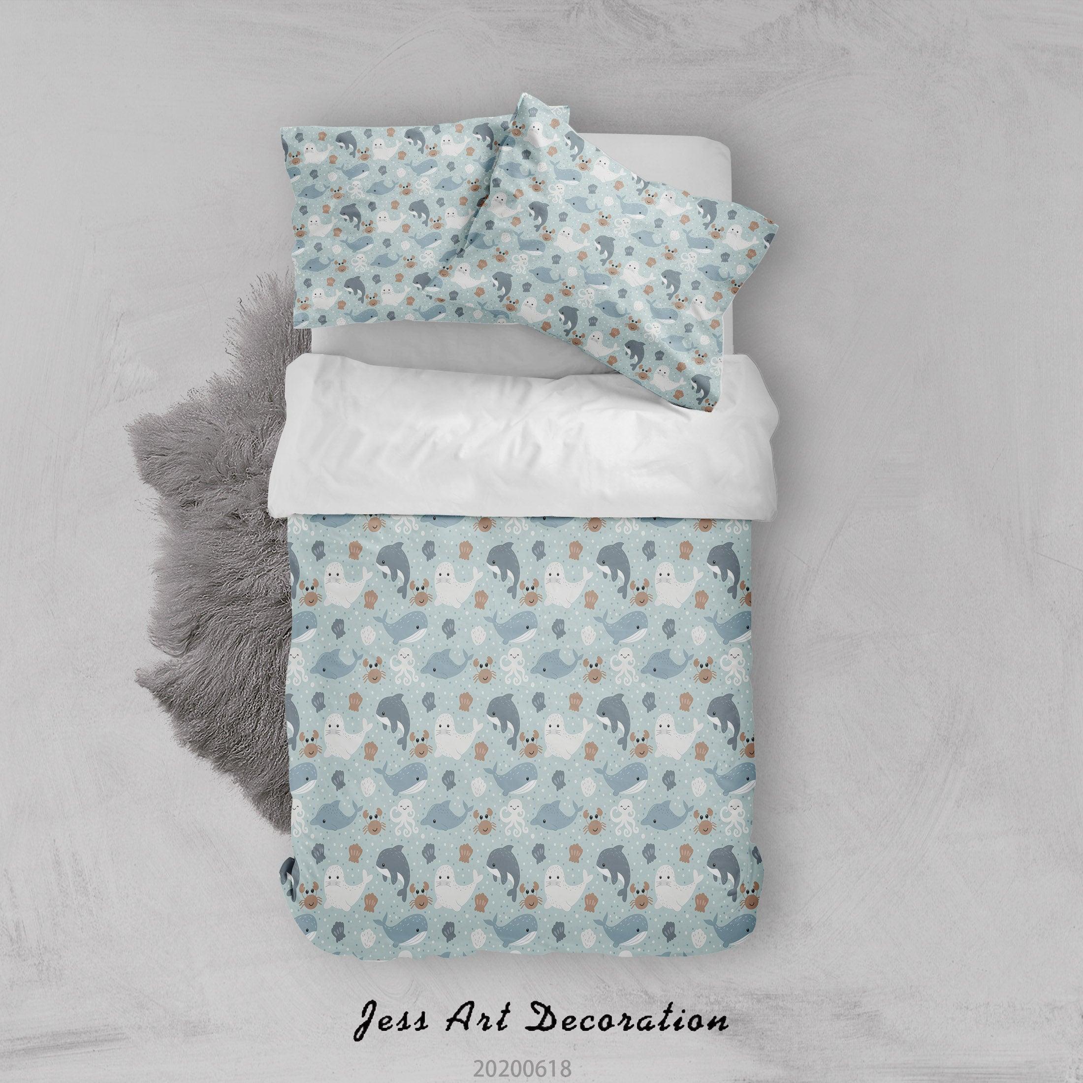 3D Whale Dolphin Crab Octopus Seal Quilt Cover Set Bedding Set Duvet Cover Pillowcases SF61- Jess Art Decoration
