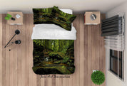 3D Landscape Green Forest River Quilt Cover Set Bedding Set Duvet Cover Pillowcases 148 LQH- Jess Art Decoration