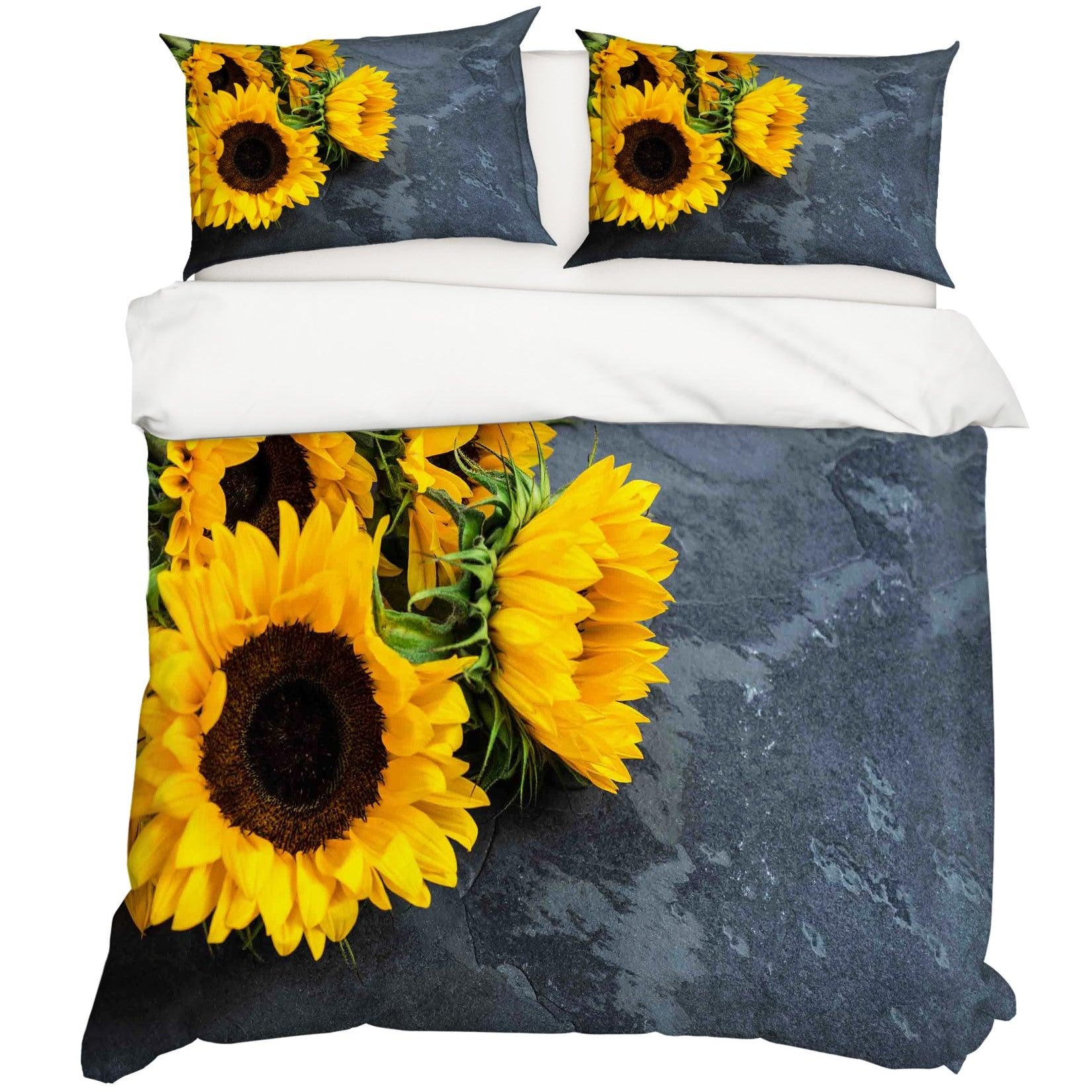 3D Yellow Sunflower Quilt Cover Set Bedding Set Pillowcases 45- Jess Art Decoration